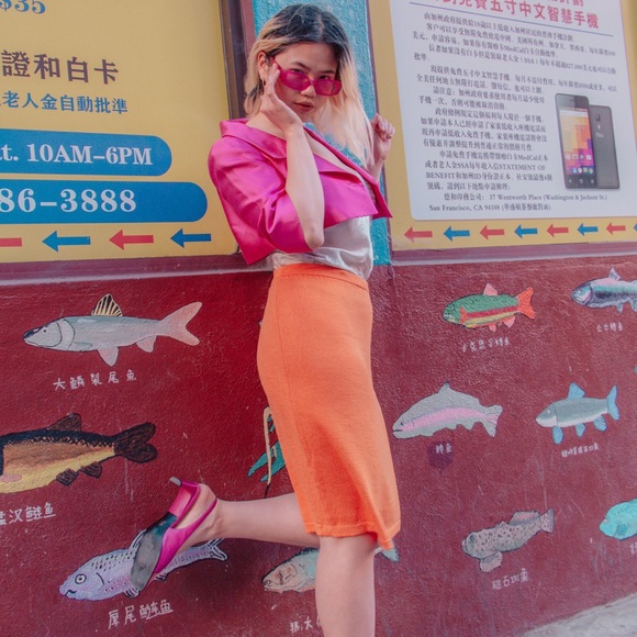 Tangerine St. John Vintage Knit Skirt - Picture 1 of 4